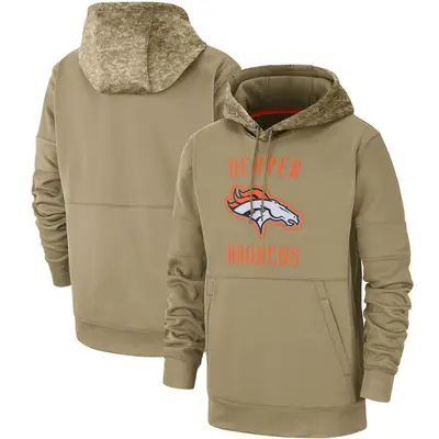 Men's Denver Broncos Tan 2019 Salute to Service Sideline Therma Pullover Hoodie
