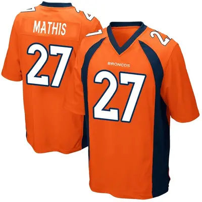 Men's Game Damarri Mathis Denver Broncos Orange Team Color Jersey