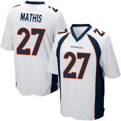 Men's Game Damarri Mathis Denver Broncos White Jersey