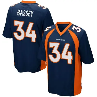 Men's Game Essang Bassey Denver Broncos Navy Blue Alternate Jersey