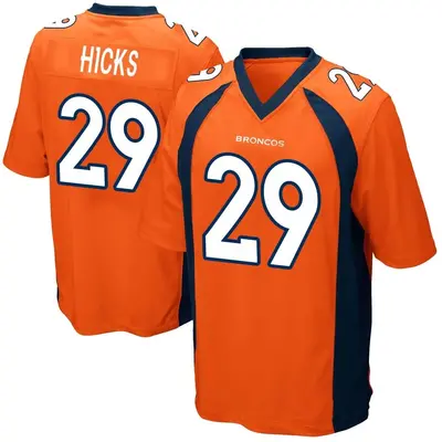 Men's Game Faion Hicks Denver Broncos Orange Team Color Jersey