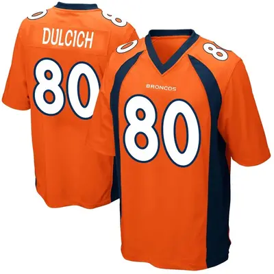 Men's Game Greg Dulcich Denver Broncos Orange Team Color Jersey