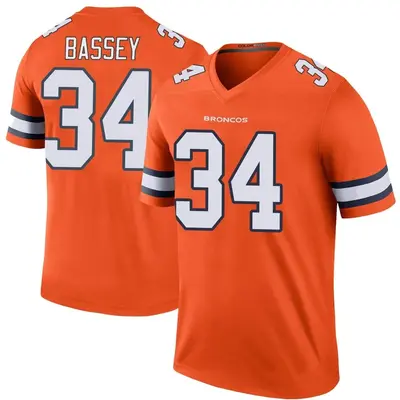 Men's Legend Essang Bassey Denver Broncos Orange Color Rush Jersey