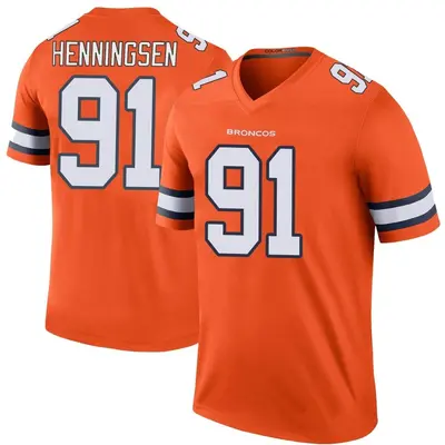 Men's Legend Matt Henningsen Denver Broncos Orange Color Rush Jersey