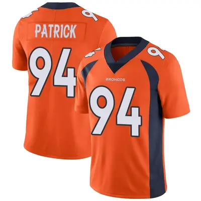 Men's Limited Aaron Patrick Denver Broncos Orange Team Color Vapor Untouchable Jersey