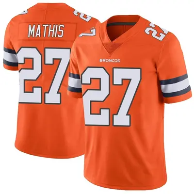 Men's Limited Damarri Mathis Denver Broncos Orange Color Rush Vapor Untouchable Jersey