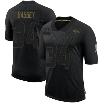 Men's Limited Essang Bassey Denver Broncos Black 2020 Salute To Service Jersey