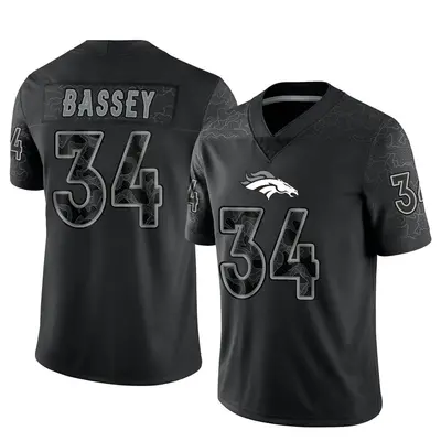 Men's Limited Essang Bassey Denver Broncos Black Reflective Jersey