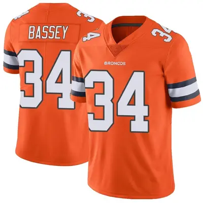 Men's Limited Essang Bassey Denver Broncos Orange Color Rush Vapor Untouchable Jersey