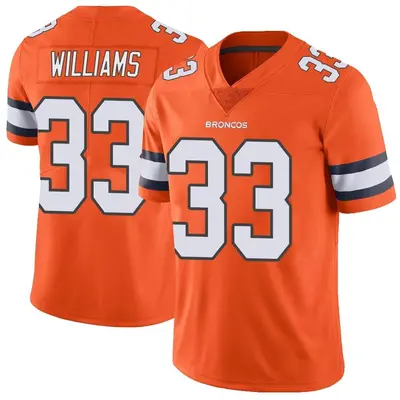 Men's Limited Javonte Williams Denver Broncos Orange Color Rush Vapor Untouchable Jersey