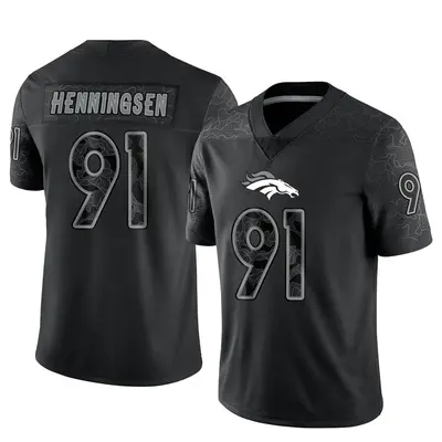Men's Limited Matt Henningsen Denver Broncos Black Reflective Jersey