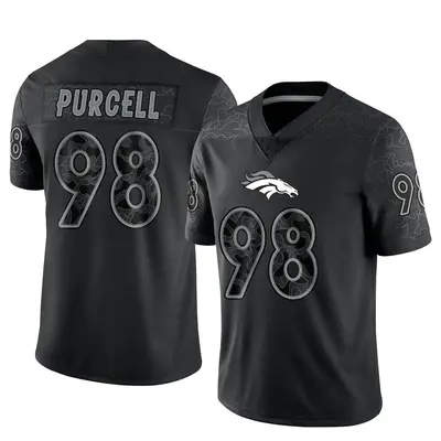 Men's Limited Mike Purcell Denver Broncos Black Reflective Jersey