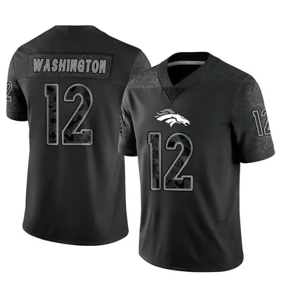 Men's Limited Montrell Washington Denver Broncos Black Reflective Jersey