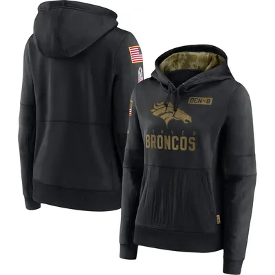 Women's Denver Broncos Black 2020 Salute to Service Performance Pullover Hoodie