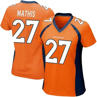 Women's Game Damarri Mathis Denver Broncos Orange Team Color Jersey