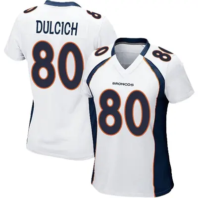 Women's Game Greg Dulcich Denver Broncos White Jersey