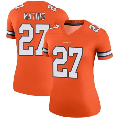 Women's Legend Damarri Mathis Denver Broncos Orange Color Rush Jersey