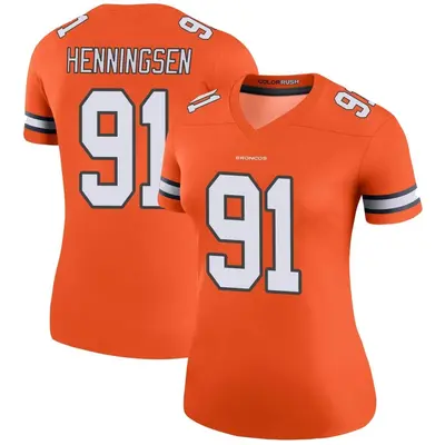 Women's Legend Matt Henningsen Denver Broncos Orange Color Rush Jersey