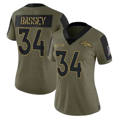 Women's Limited Essang Bassey Denver Broncos Olive 2021 Salute To Service Jersey