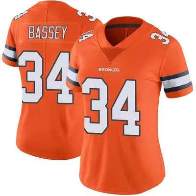 Women's Limited Essang Bassey Denver Broncos Orange Color Rush Vapor Untouchable Jersey