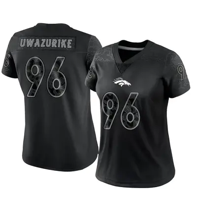 Women's Limited Eyioma Uwazurike Denver Broncos Black Reflective Jersey