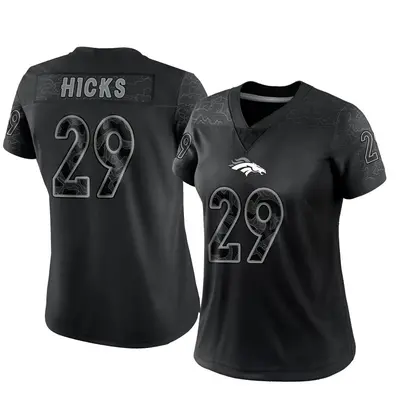 Women's Limited Faion Hicks Denver Broncos Black Reflective Jersey