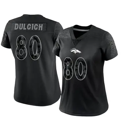 Women's Limited Greg Dulcich Denver Broncos Black Reflective Jersey