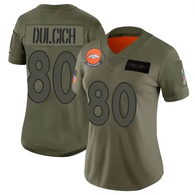 Women's Limited Greg Dulcich Denver Broncos Camo 2019 Salute to Service Jersey
