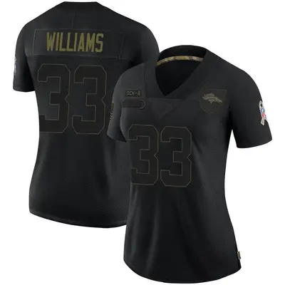 Women's Limited Javonte Williams Denver Broncos Black 2020 Salute To Service Jersey