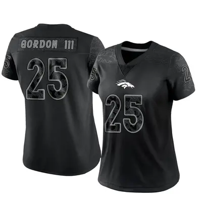 Women's Limited Melvin Gordon III Denver Broncos Black Reflective Jersey