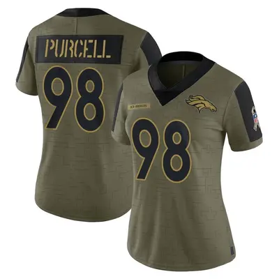 Women's Limited Mike Purcell Denver Broncos Olive 2021 Salute To Service Jersey