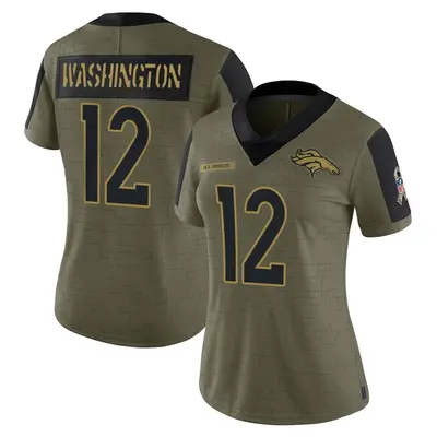 Women's Limited Montrell Washington Denver Broncos Olive 2021 Salute To Service Jersey