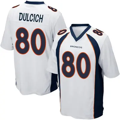Youth Game Greg Dulcich Denver Broncos White Jersey