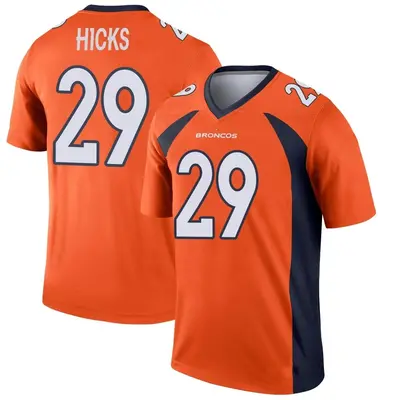Youth Legend Faion Hicks Denver Broncos Orange Jersey