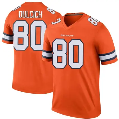 Youth Legend Greg Dulcich Denver Broncos Orange Color Rush Jersey