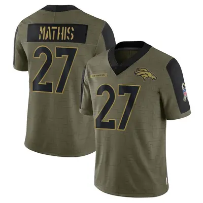 Youth Limited Damarri Mathis Denver Broncos Olive 2021 Salute To Service Jersey