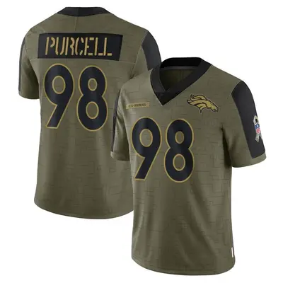 Youth Limited Mike Purcell Denver Broncos Olive 2021 Salute To Service Jersey