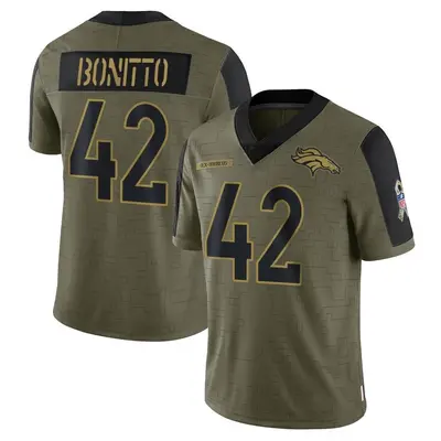 Youth Limited Nik Bonitto Denver Broncos Olive 2021 Salute To Service Jersey